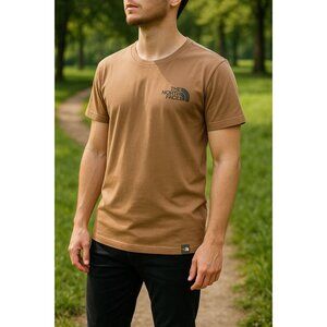 The North Face Mens T-Shirt Small S Brown Short Sleeve Logo Cotton Tee Casual